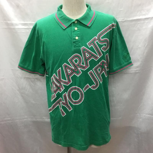 24カラッツ 24karats ポロシャツ 半袖 半袖ポロシャツ カラーシャツ 半袖カットソー L ロゴ、文字 緑 / グリーン /  メンズ USED 古着 中古 10109300