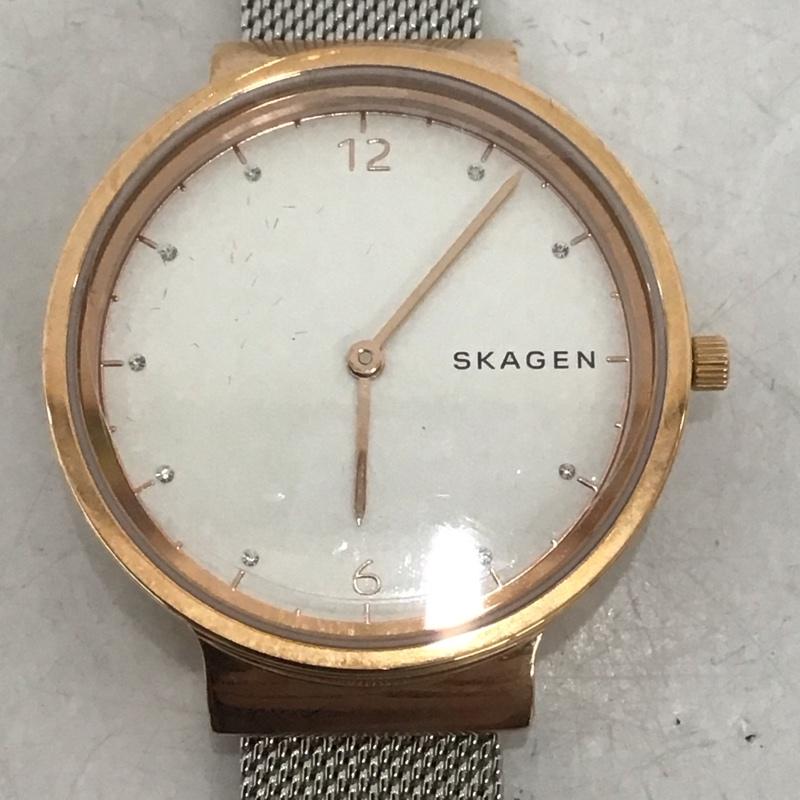 スカーゲン SKAGEN 腕時計 アナログ(クォーツ式) SKW2616 箱有 ロゴ、文字 銀 / シルバー / X 金 / ゴールド / レディース USED 古着 中古 10134073