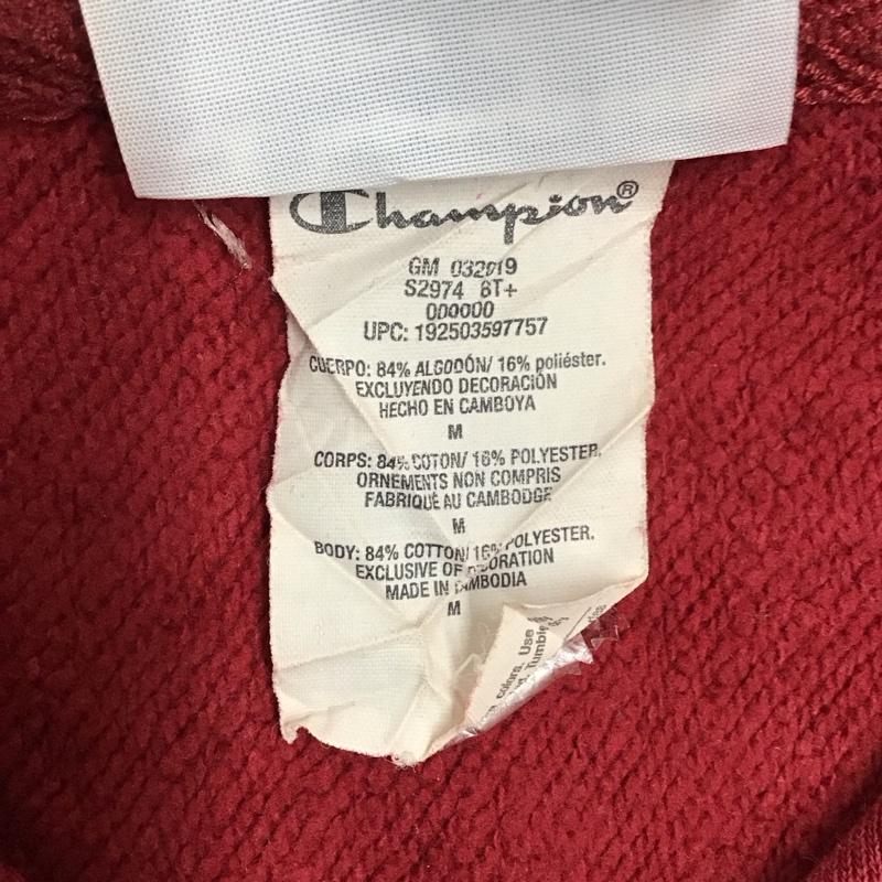 チャンピオン Champion パーカー 長袖 プルオーバー フーディー スウェット XL 総柄 えんじ / ワインレッド / メンズ USED 古着 中古 10118391