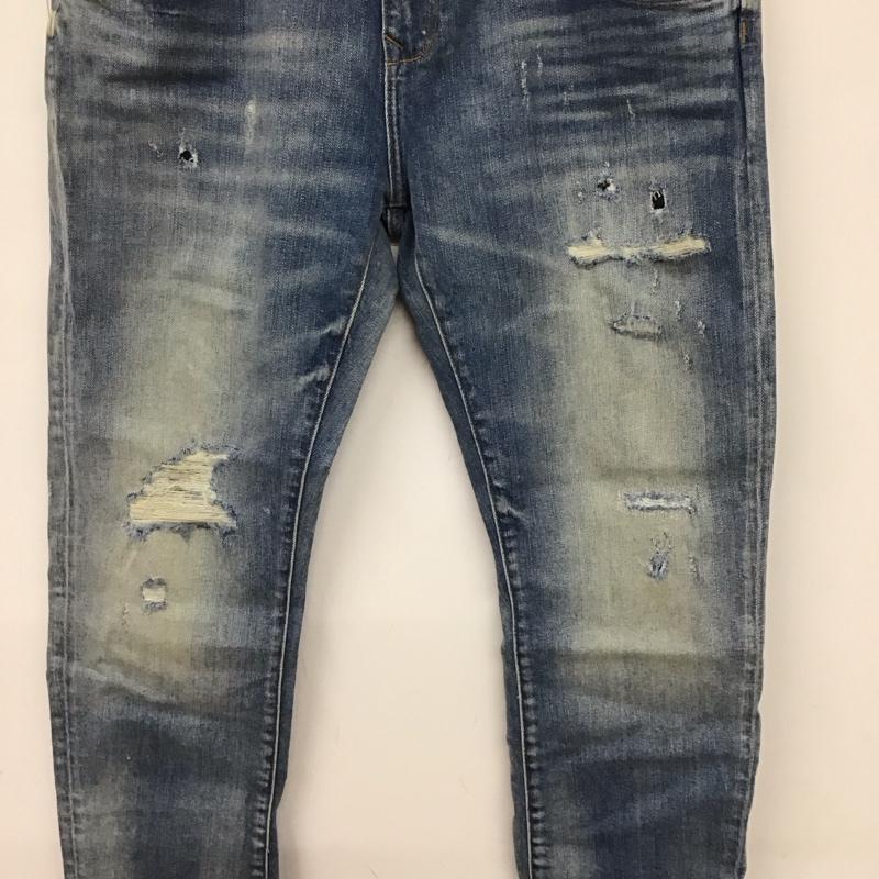 ザラベーシック ZARA BASIC パンツ デニム、ジーンズ デニムパンツ スリムパンツ カジュアルパンツ ストレッチパンツ 40 ダメージ加工 インディゴ / インディゴ / メンズ USED 古着 中古 10130706