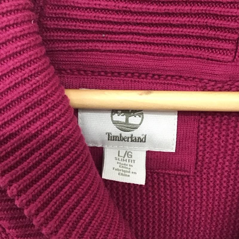 ティンバーランド Timberland カーディガン 長袖 長袖ニットカーディガン 前ボタン ノーカラー L 無地 マゼンタ / マゼンタ / メンズ USED 古着 中古 10134059