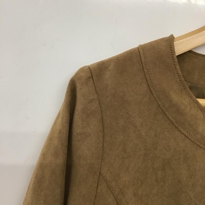 ナチュラルビューティーベーシック NATURAL BEAUTY BASIC ジャケット、上着 ジャケット、ブレザー 017-255910 ノーカラー S 無地 茶 / ブラウン / レディース USED 古着 中古 10133719