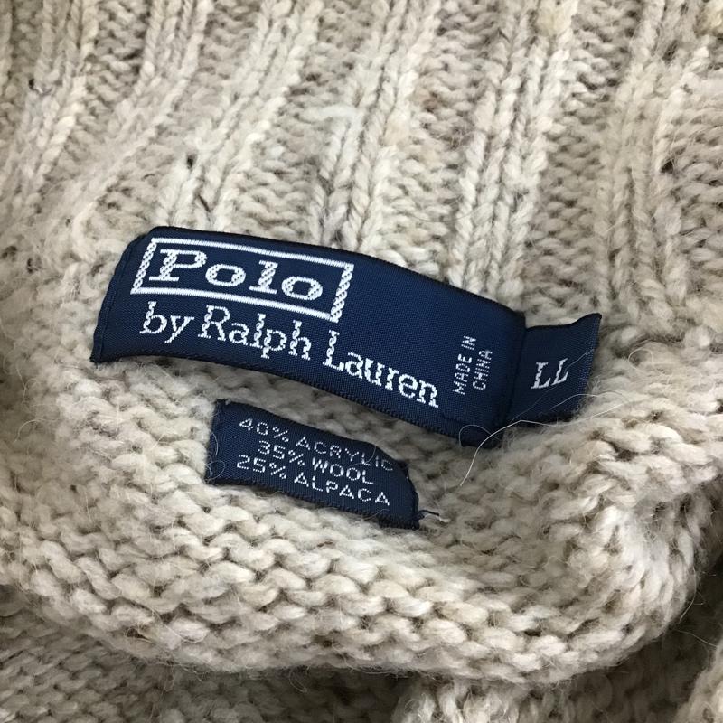 ポロバイラルフローレン Polo by RALPH LAUREN ニット、セーター 長袖 ハイネック LL 無地 ベージュ / ベージュ / メンズ USED 古着 中古 10106062