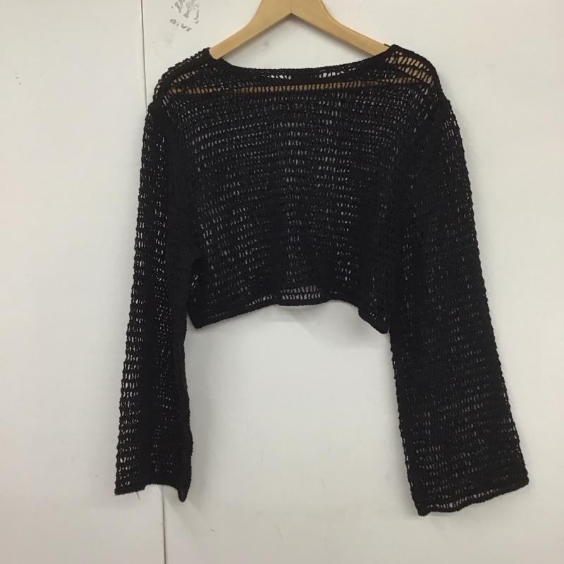 ザラ ZARA ニット、セーター 長袖 長袖ニットカットソー 編み上げ ショート丈 L 無地 黒 / ブラック / レディース USED 古着 中古 10128985