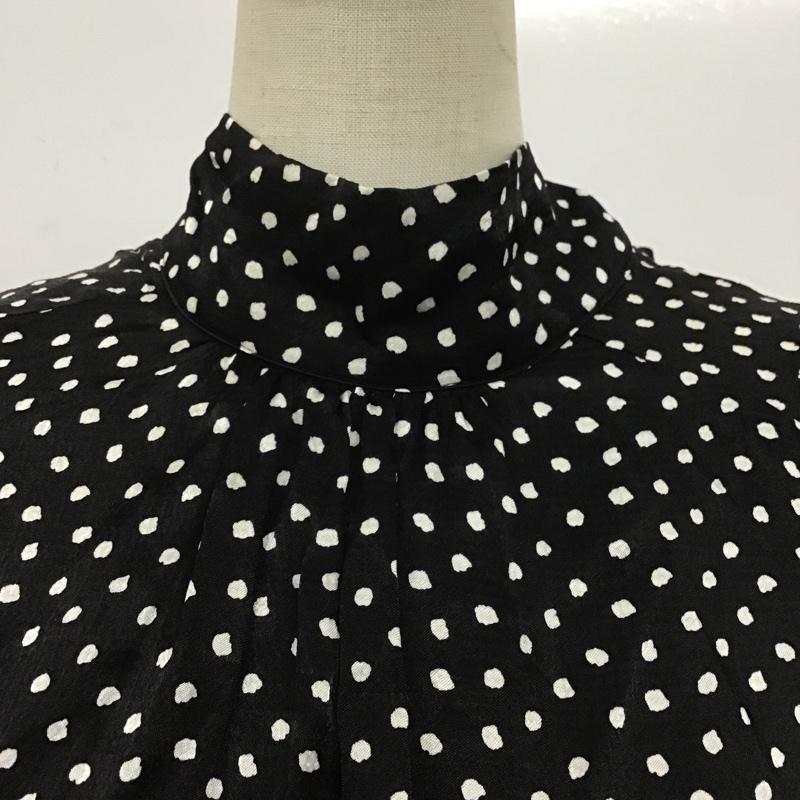 ザラ ZARA カットソー 長袖 スタンドネック バックリボン XS ドット 黒 / ブラック / X 白 / ホワイト /  レディース USED 古着 中古 10107147