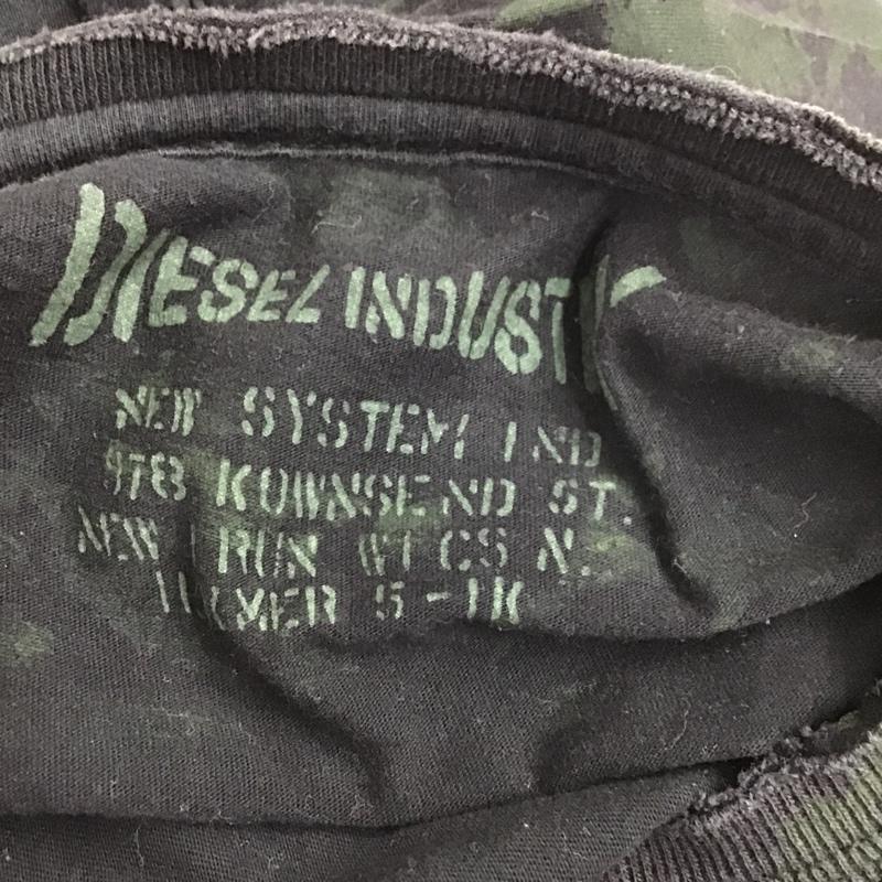 ディーゼル DIESEL Tシャツ 半袖 半袖カットソー プリントTシャツ クルーネックカットソー L 総柄 黒 / ブラック / X カーキ / カーキ / メンズ USED 古着 中古 10105578