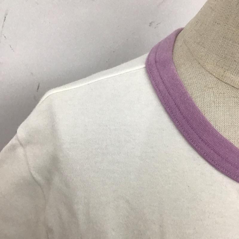 ステューシー STUSSY Tシャツ 半袖 クルーネック M ロゴ、文字 白 / ホワイト / X 紫 / パープル / レディース USED 古着 中古 10109474