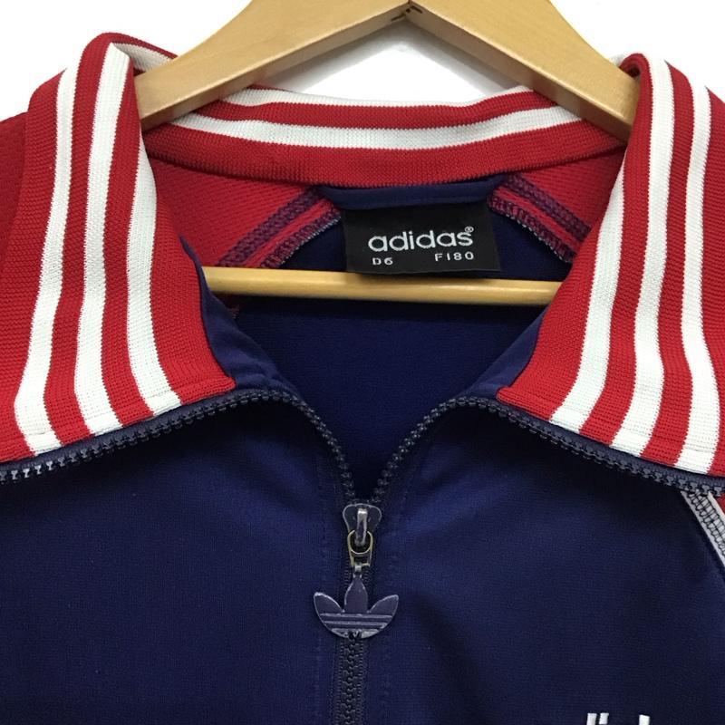 アディダス adidas ジャケット、上着 ジャケット、ブレザー ジップアップジャケット ジャージ スポーツウェア 古着 M ロゴ、文字 黒 / ブラック / X 赤 / レッド / X 紺 / ネイビー / メンズ USED 古着 中古 10137089