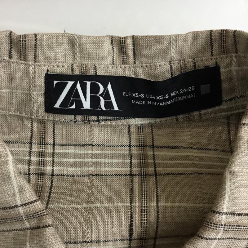 ザラ ZARA シャツ、ブラウス 長袖 7102 021 704 オーバーシャツ XS チェック ベージュ / ベージュ / レディース USED 古着 中古 10116076