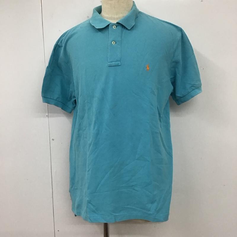 ポロバイラルフローレン Polo by RALPH LAUREN ポロシャツ 半袖 半袖ポロシャツ カラーシャツ 半袖カットソー L ロゴ、文字 水色 / ライトブルー /  メンズ USED 古着 中古 10112148