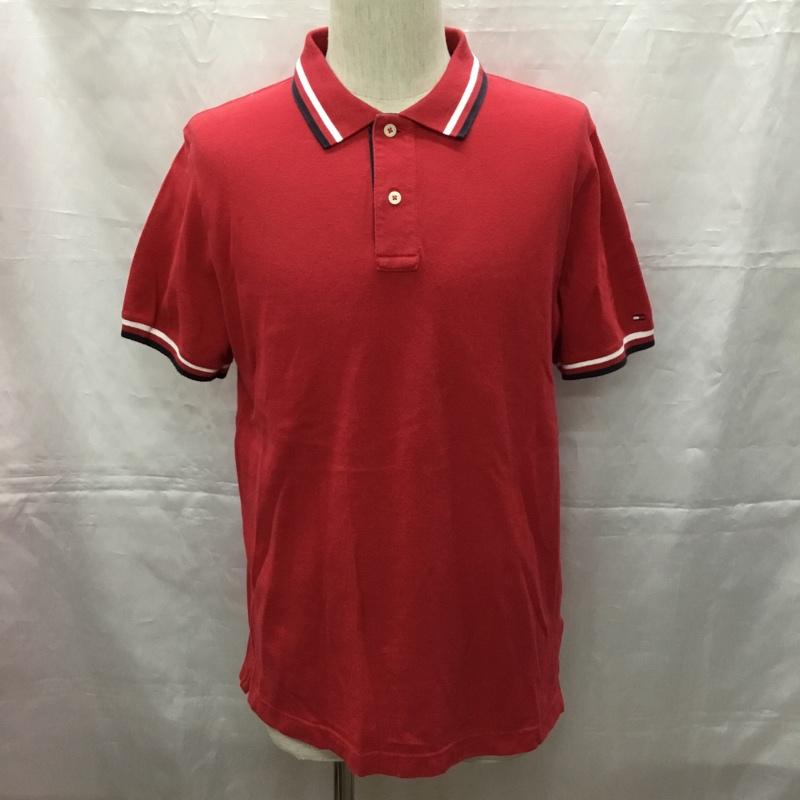 トミーヒルフィガー TOMMY HILFIGER ポロシャツ 半袖 半袖ポロシャツ カラーシャツ 半袖カットソー L ロゴ、文字 赤 / レッド / メンズ USED 古着 中古 10108939
