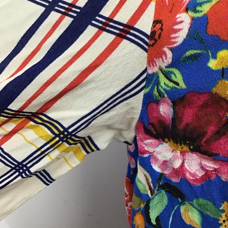 ザラ ZARA カットソー 長袖 M チェック X 花柄 マルチカラー / マルチカラー / レディース USED 古着 中古 10124898