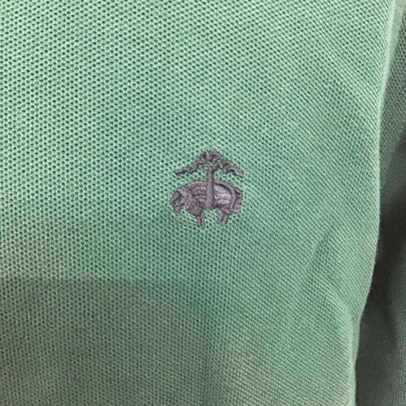 ブルックスブラザーズ BROOKS BROTHERS ポロシャツ 長袖 長袖ポロシャツ カラーシャツ 長袖カットソー M ロゴ、文字 緑 / グリーン /  メンズ USED 古着 中古 10111144