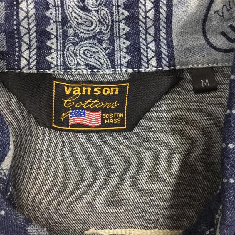 ヴァンソン VANSON シャツ、ブラウス 半袖 半袖シャツ カラーシャツ 半袖カットソー プリントシャツ M プリント インディゴ / インディゴ /  メンズ USED 古着 中古 10108999