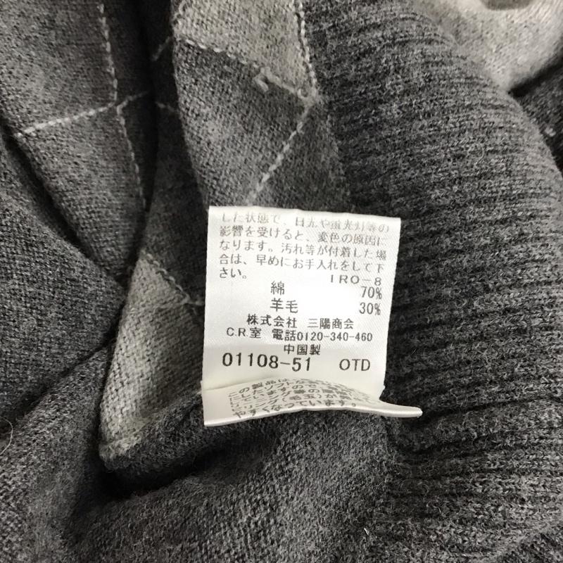 バーバリーブラックレーベル BURBERRY BLACK LABEL ニット、セーター 長袖 長袖ニットカットソー Vネック セーター 3 チェック 灰 / グレー / メンズ USED 古着 中古 10130842