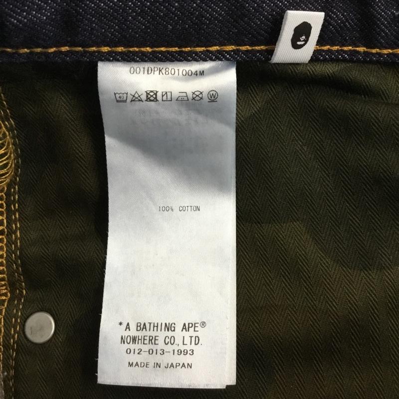 アベイシングエイプ A BATHING APE パンツ デニム、ジーンズ デニムパンツ ストレートパンツ ワイドパンツ カジュアルパンツ XL 無地 インディゴ / インディゴ / メンズ USED 古着 中古 10117096