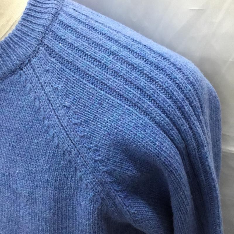 ワイルドライフテーラー WILD LIFE TAILOR ニット、セーター 長袖 長袖ニットカットソー ニット セーター クルーネックニット L 無地 青 / ブルー / メンズ USED 古着 中古 10113545