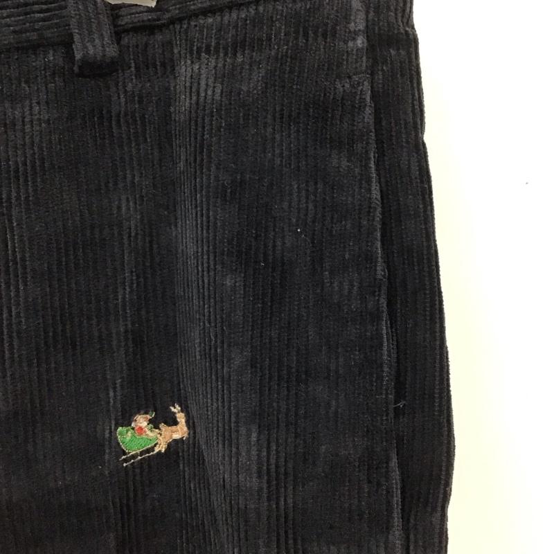 ブルックスブラザーズ BROOKS BROTHERS ボトムス ボトムス コーデュロイパンツ W33 サンタクロース クリスマス 刺繍 33インチ 総柄 黒 / ブラック / メンズ USED 古着 中古 10111215