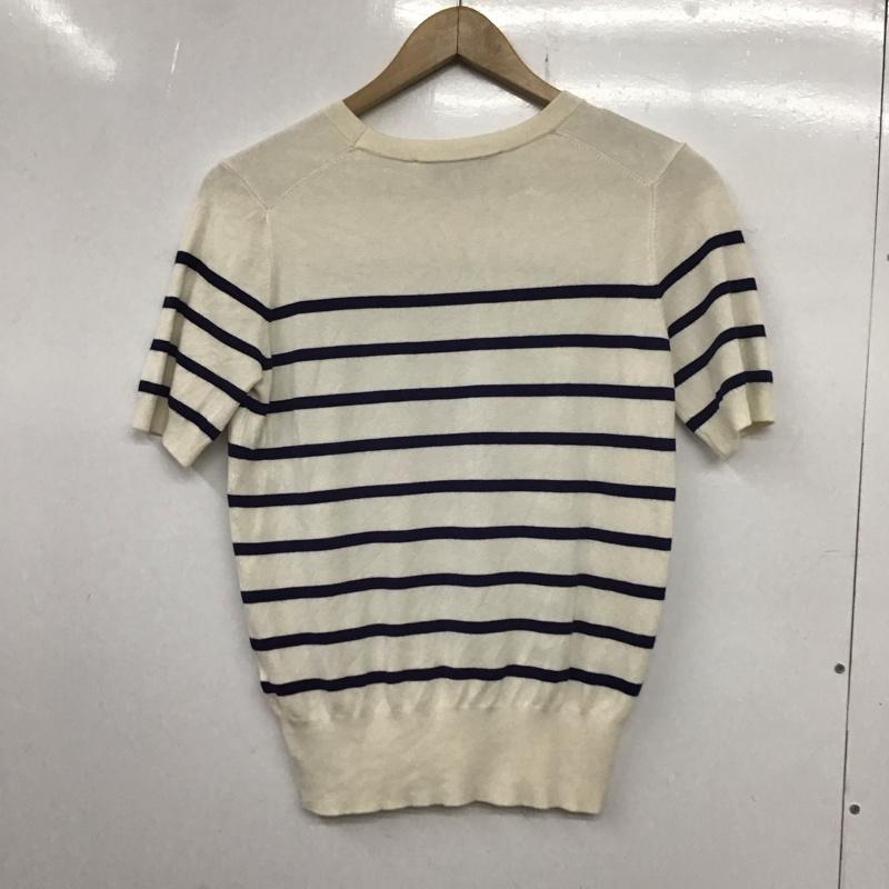 ザラ ZARA ニット、セーター 半袖 8851/017/105 M ボーダー柄 白 / ホワイト / X 紺 / ネイビー / レディース USED 古着 中古 10133667