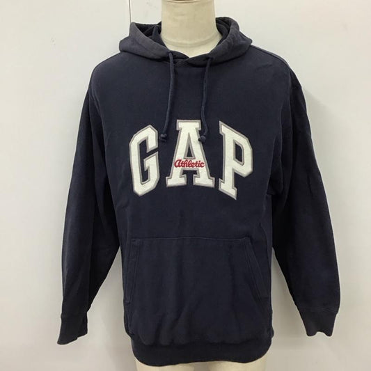 ギャップ GAP パーカー 長袖 長袖パーカー フード付きパーカー プリントスウェット トレーナー アーチロゴ 90s XS ロゴ、文字 紺 / ネイビー /  メンズ USED 古着 中古 10120016