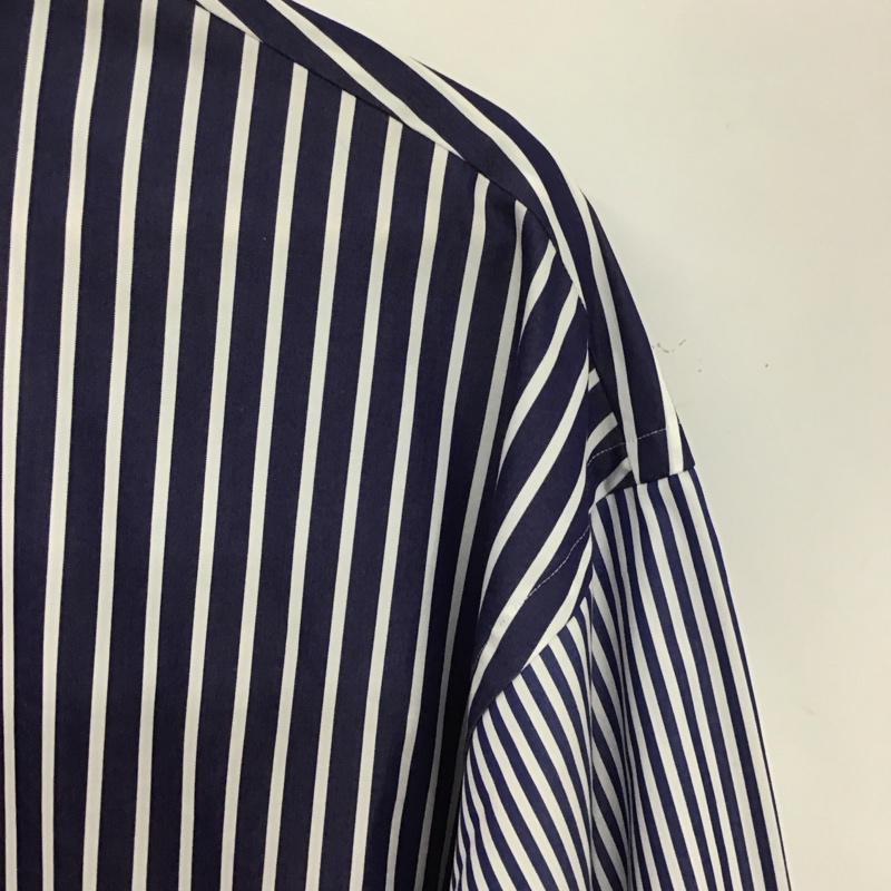ユニクロ UNIQLO シャツ、ブラウス 長袖 331-436734 長袖シャツ カラーシャツ ストライプシャツ L ストライプ 白 / ホワイト / X 青 / ブルー / メンズ USED 古着 中古 10139041