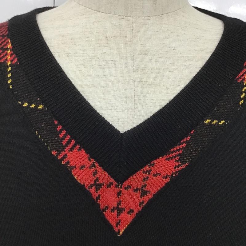 フレッドペリー FRED PERRY ニット、セーター 長袖 Vネック 42 黒 / ブラック / メンズ USED 古着 中古 10106063