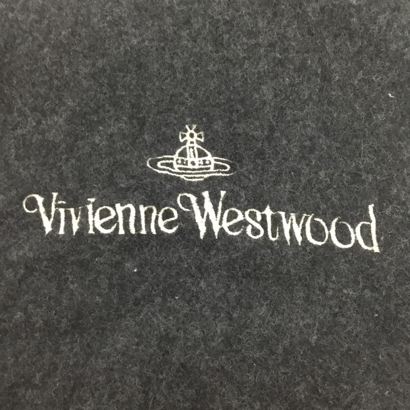 ヴィヴィアンウエストウッド Vivienne Westwood マフラー マフラー フリンジ オーブ 刺繍 ロゴ、文字 チャコールグレー / チャコールグレー / レディース USED 古着 中古 10123636