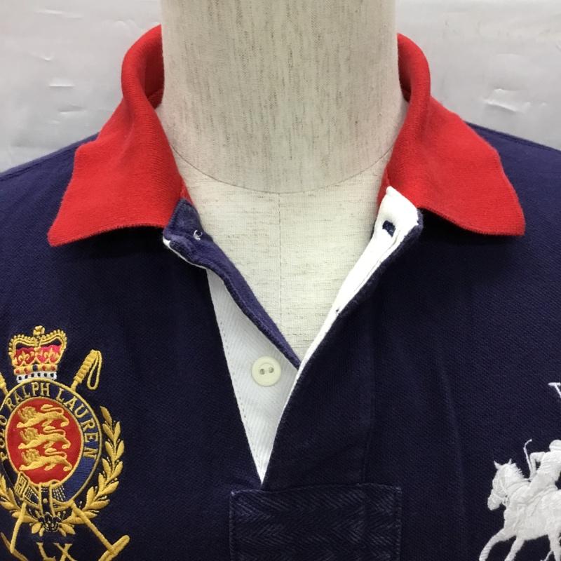 ポロラルフローレン POLO RALPH LAUREN ポロシャツ 半袖 半袖ポロシャツ 刺繍半袖カットソー カラーカットソー L ロゴ、文字 紺 / ネイビー / メンズ USED 古着 中古 10108311