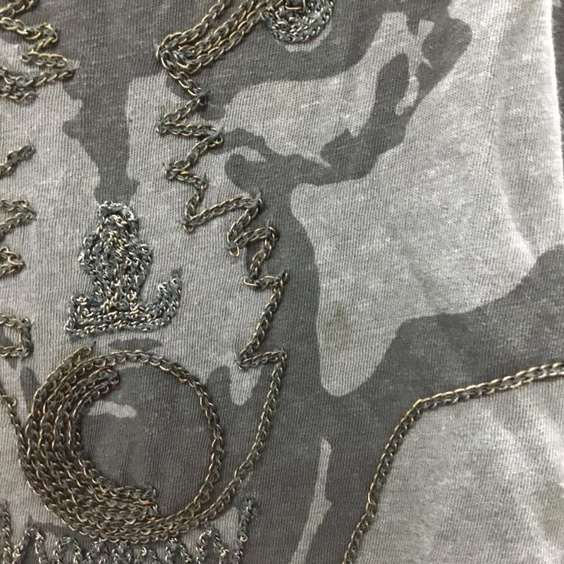 ディーゼル DIESEL Tシャツ 半袖 クルーネック XS アニマル柄 チャコールグレー / チャコールグレー / レディース USED 古着 中古 10112267