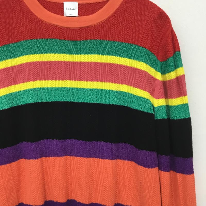 ポールスミス Paul Smith ニット、セーター 長袖 L ボーダー柄 青 / ブルー / X 赤 / レッド / X 紫 / パープル / X 緑 / グリーン / X 桃 / ピンク / X 黄 / イエロー / X 橙 / オレンジ / メンズ USED 古着 中古 10133594