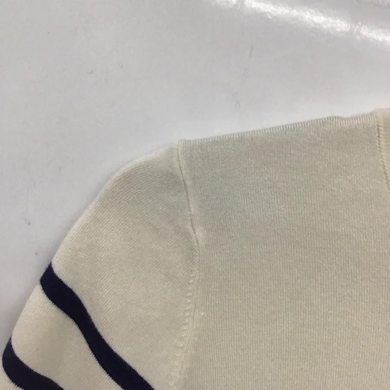 ザラ ZARA ニット、セーター 半袖 8851/017/105 M ボーダー柄 白 / ホワイト / X 紺 / ネイビー / レディース USED 古着 中古 10133667