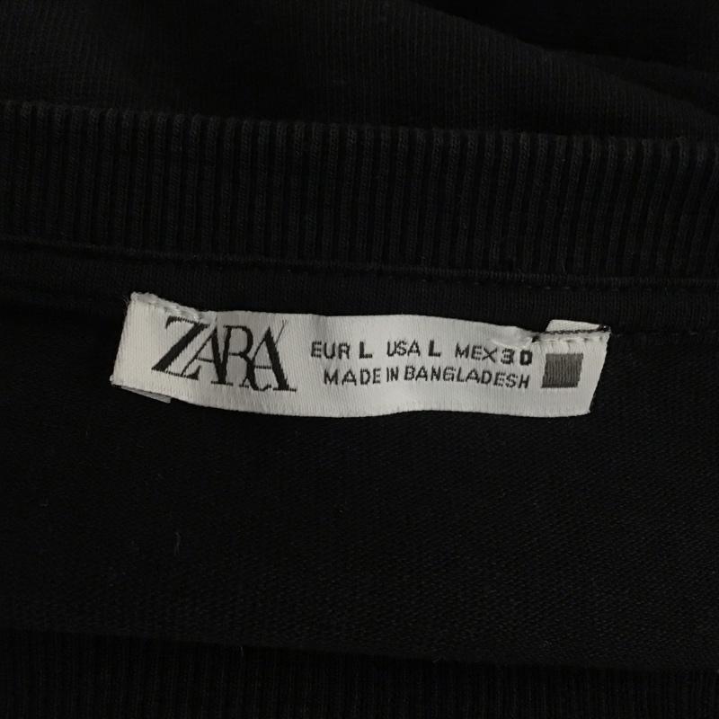 ザラ ZARA カットソー 半袖 サイドスリット L 無地 黒 / ブラック /  レディース USED 古着 中古 10112051