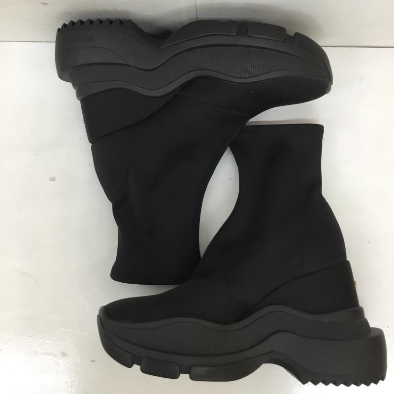 イエロー YELLO ブーツ ショートブーツ DOUBLE SNEAKER SHORT BOOTS M プリント 黒 / ブラック / レディース USED 古着 中古 10133472