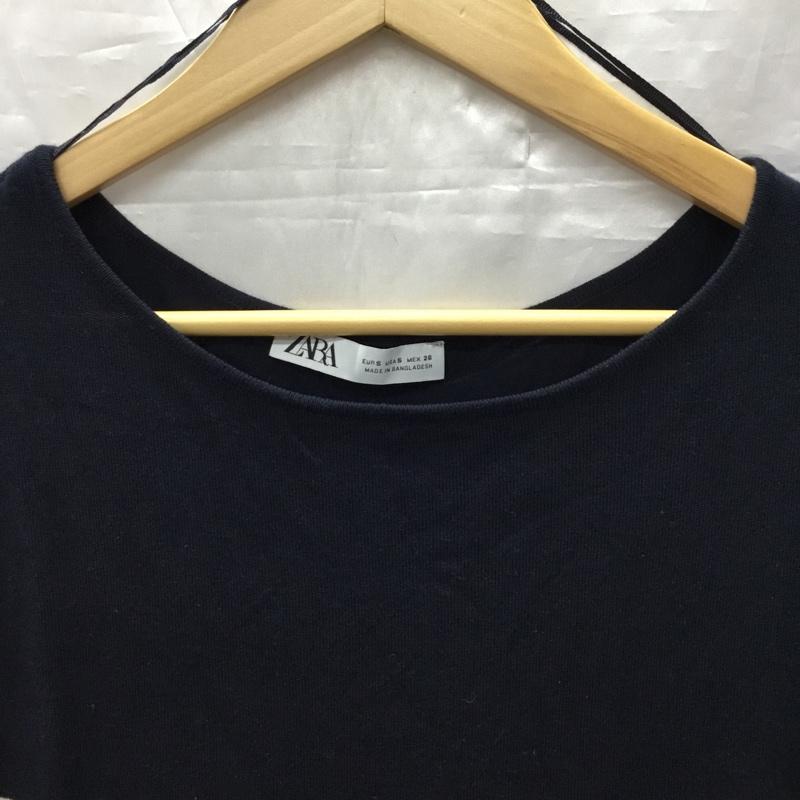 ザラ ZARA ニット、セーター 長袖 S ボーダー柄 紺 / ネイビー / X ベージュ / ベージュ / レディース USED 古着 中古 10121962