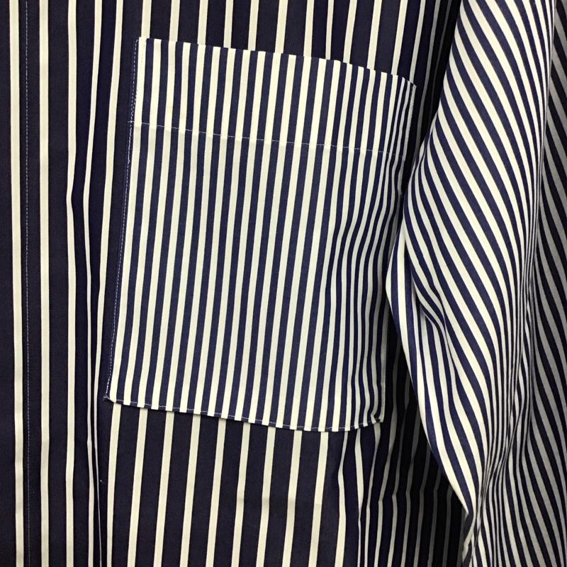 ユニクロ UNIQLO シャツ、ブラウス 長袖 331-436734 長袖シャツ カラーシャツ ストライプシャツ L ストライプ 白 / ホワイト / X 青 / ブルー / メンズ USED 古着 中古 10139041