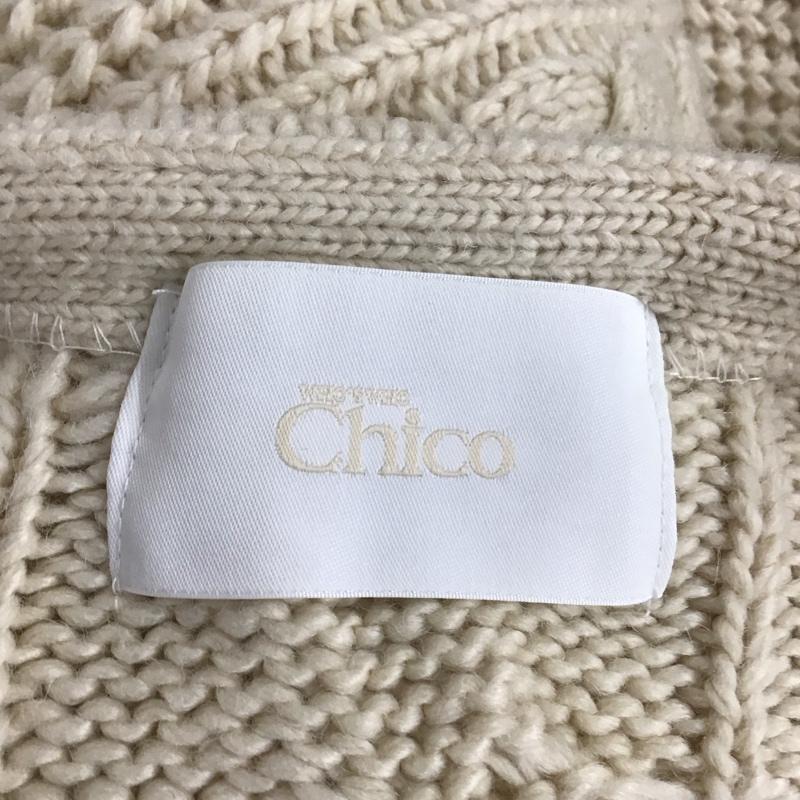 フーズフーチコ who s who Chico カーディガン 長袖 長袖ニットカーディガン リブニットカーディガン FREE 総柄 白 / ホワイト / レディース USED 古着 中古 10124739