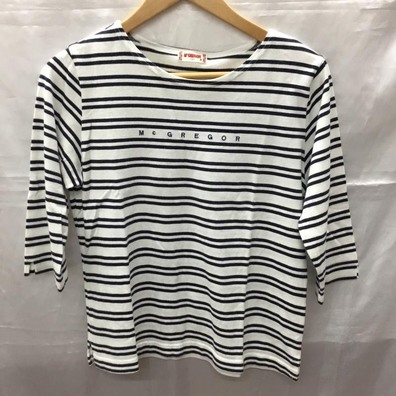 マックレガー McGREGOR カットソー 七分袖 七分丈カットソー クルーネックカットソー プリントTシャツ L ボーダー柄 白 / ホワイト / X 紺 / ネイビー / レディース USED 古着 中古 10113391