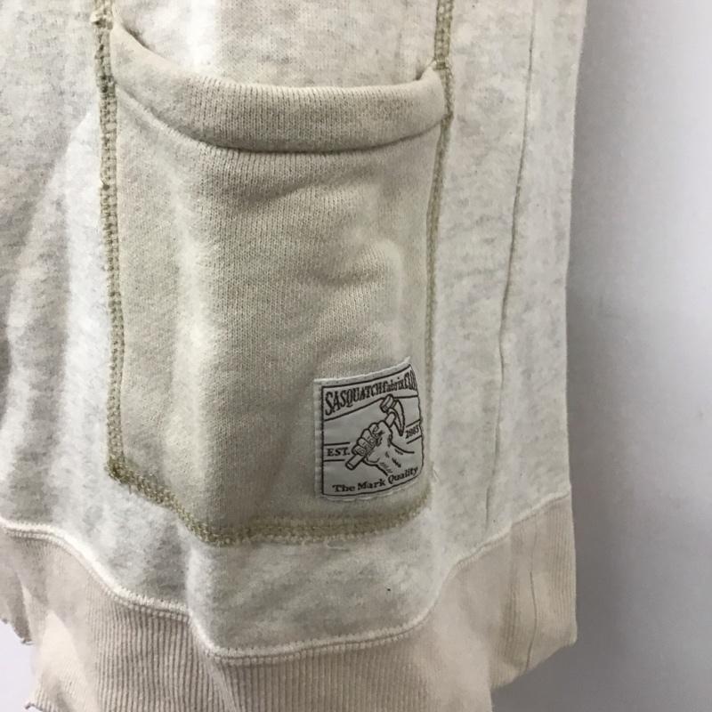 サスクワァッチファブリックス SASQUATCHfabrix. パーカー 半袖 半袖パーカー スウェットカットソー ダメージ加工 L 無地 白 / ホワイト /  メンズ USED 古着 中古 10112168