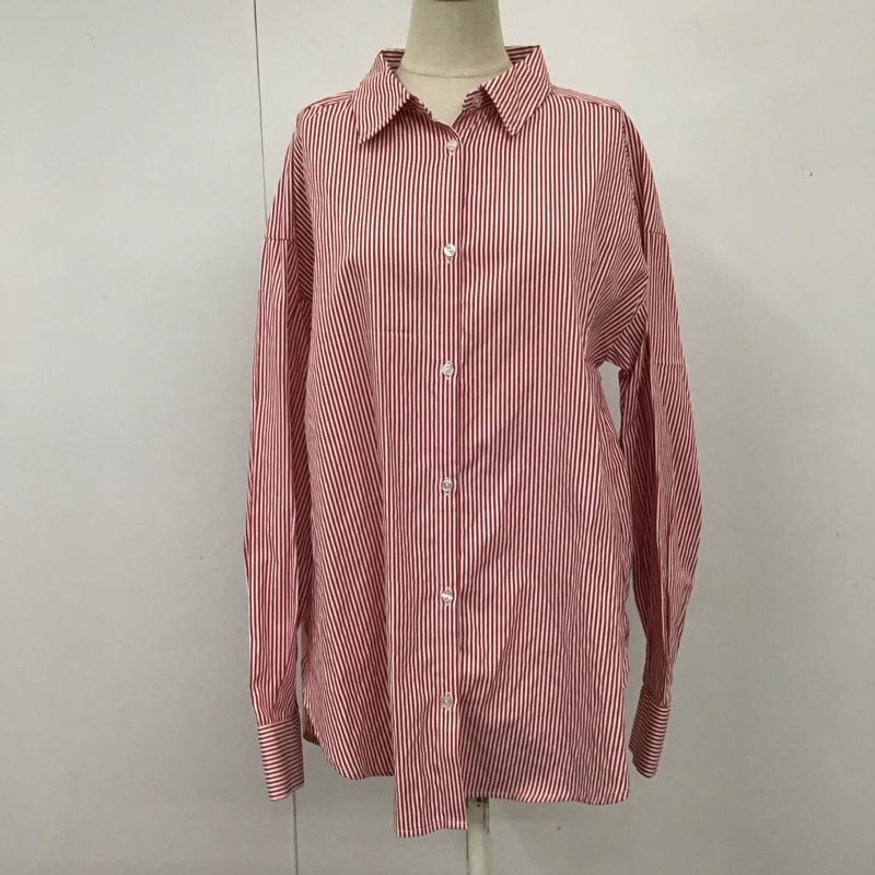 エヘカソポ ehka sopo シャツ、ブラウス 長袖 1710788 FREE ストライプ 白 / ホワイト / X 赤 / レッド / レディース USED 古着 中古 10114080
