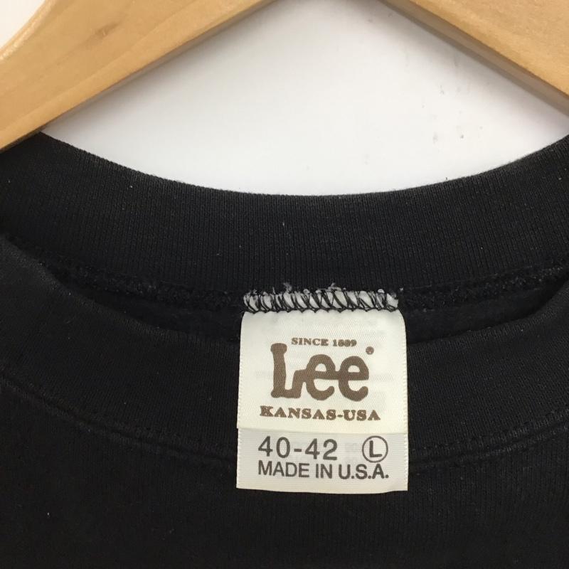リー Lee トレーナー 長袖 長袖トレーナー スウェット クルーネック プルオーバー 90s アメリカ製 L ロゴ、文字 黒 / ブラック / メンズ USED 古着 中古 10133075