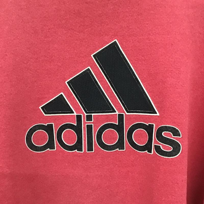 アディダス adidas トレーナー 長袖 長袖トレーナー スウェット クルーネック プルオーバー L ロゴ、文字 えんじ / ワインレッド / メンズ USED 古着 中古 10135728