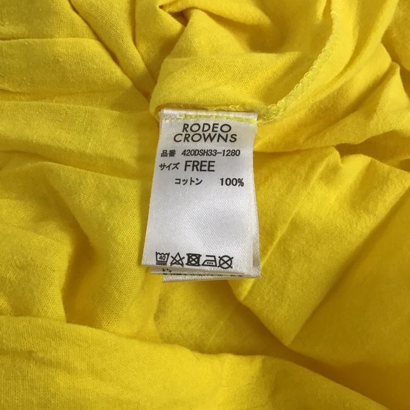 ロデオクラウンズ Rodeo Crowns ワンピース ロングスカート 420DSH33-1280 ティアードTシャツワンピース 半袖ロングワンピース FREE ロゴ、文字 黄 / イエロー / レディース USED 古着 中古 10136040