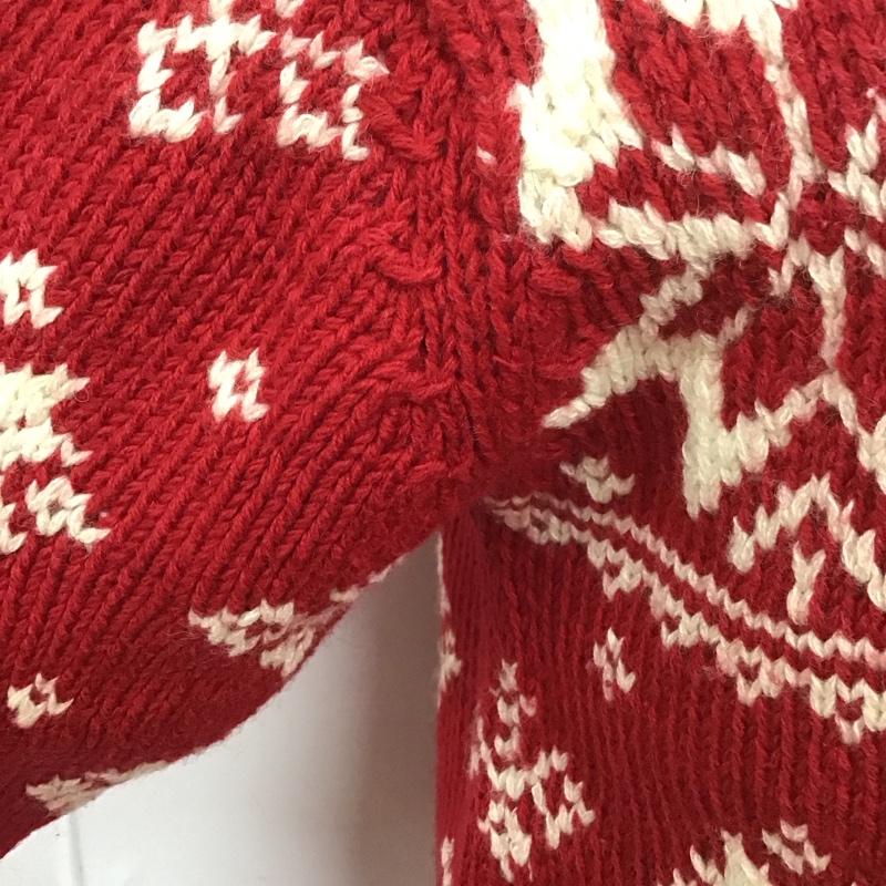 トミーヒルフィガー TOMMY HILFIGER ニット、セーター 長袖 90年代 雪 XS 総柄 赤 / レッド / X アイボリー / アイボリー / メンズ USED 古着 中古 10109934