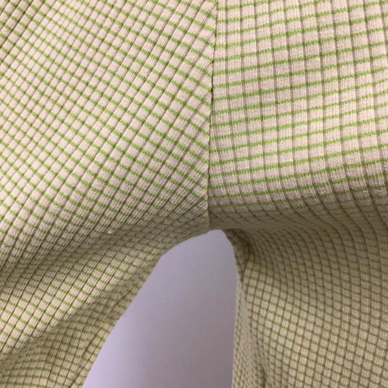 コーエン coen カットソー 長袖 7620-632-0345 マイクロボーダーリブヘンリーネックTシャツ ロンT L チェック 黄 / イエロー / X 薄緑 / ライトグリーン / レディース USED 古着 中古 10112134