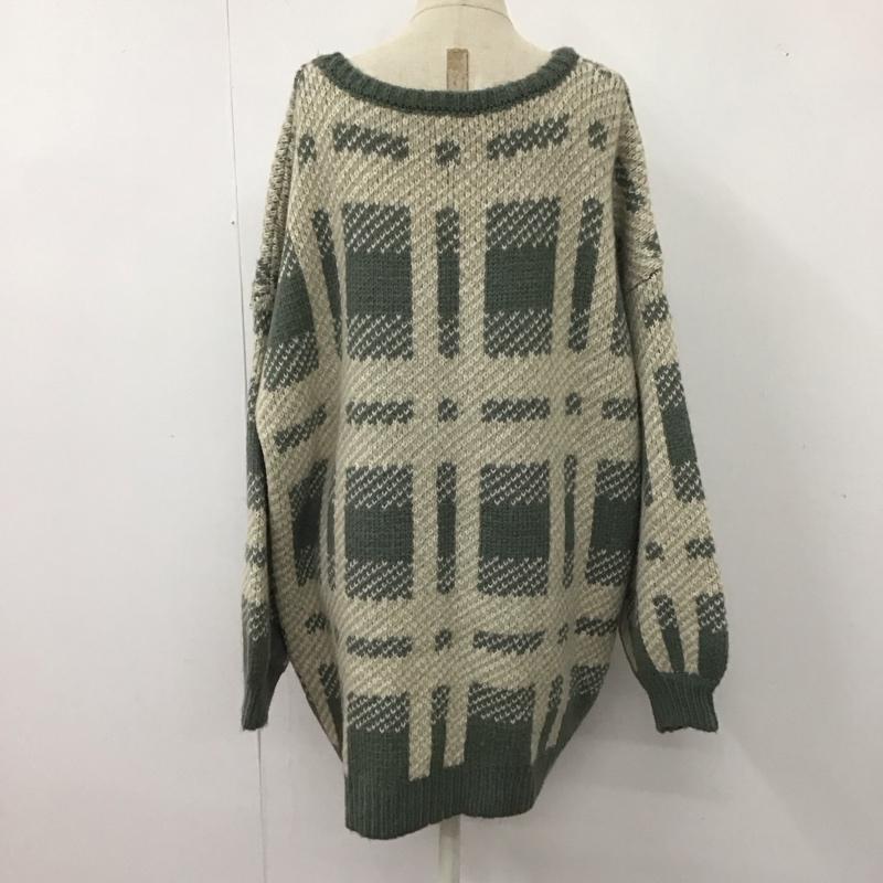 ヘザー Heather ニット、セーター 長袖 HE061449CF チュニックニット FREE チェック 緑 / グリーン / X 白 / ホワイト / X ベージュ / ベージュ / レディース USED 古着 中古 10116171