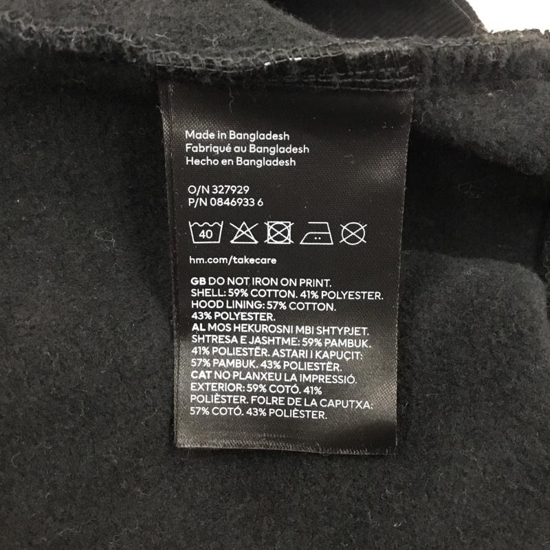 ヘンネスアンドモーリッツ H&M パーカー 長袖 長袖パーカー フード付きパーカー プリントスウェット トレーナー L プリント 黒 / ブラック / メンズ USED 古着 中古 10122335