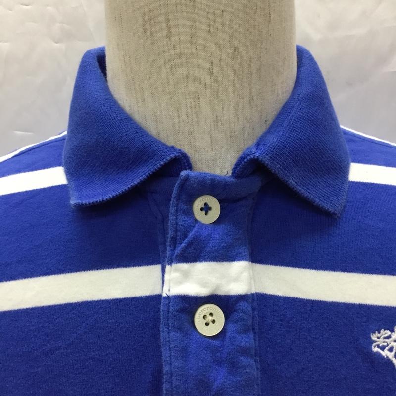 アバクロンビーアンドフィッチ ABERCROMBIE&FITCH ポロシャツ 半袖 半袖ポロシャツ カラーシャツ 半袖カットソー L ボーダー柄 白 / ホワイト / X 青 / ブルー / メンズ USED 古着 中古 10109298