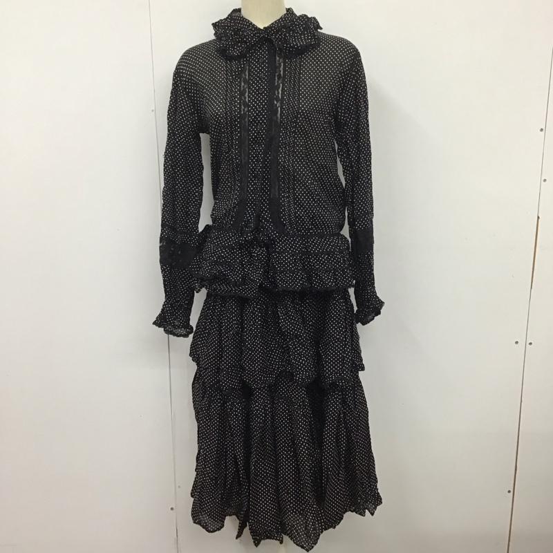 ピンクハウス PINK HOUSE セットアップ セットアップ PO141FB13 フリル ブラウス スカート ドット 黒 / ブラック / レディース USED 古着 中古 10133309