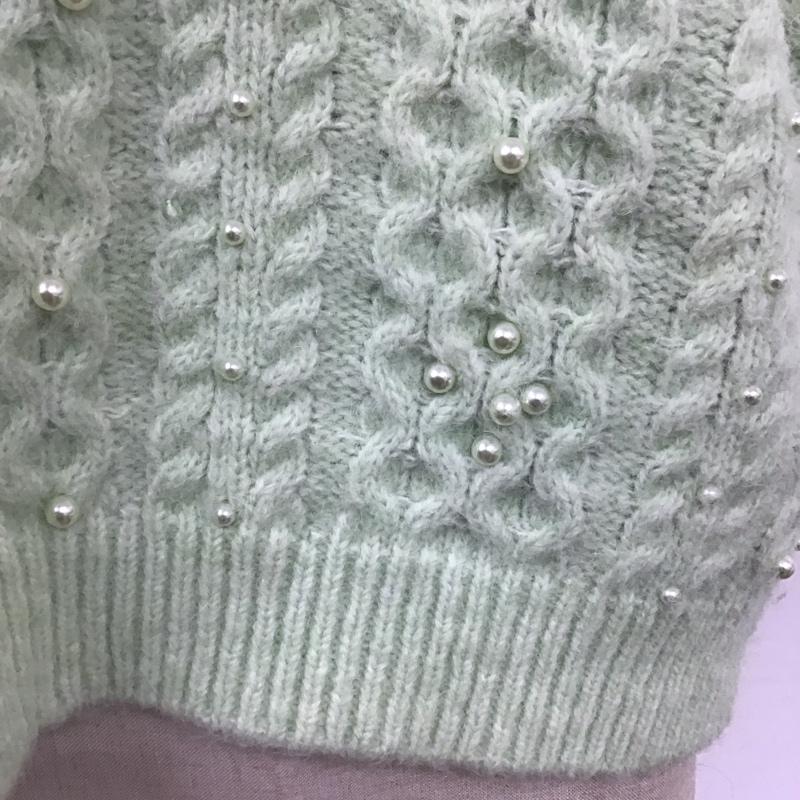 ザラ ZARA ニット、セーター 半袖 9598 184 526 パール パフスリーブ M 薄緑 / ライトグリーン / レディース USED 古着 中古 10124989