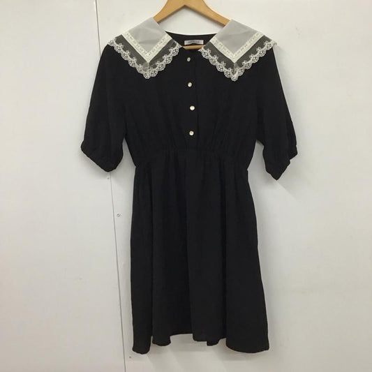 オリーブデオリーブ OLIVE des OLIVE ワンピース ひざ丈スカート M 無地 黒 / ブラック /  レディース USED 古着 中古 10131902